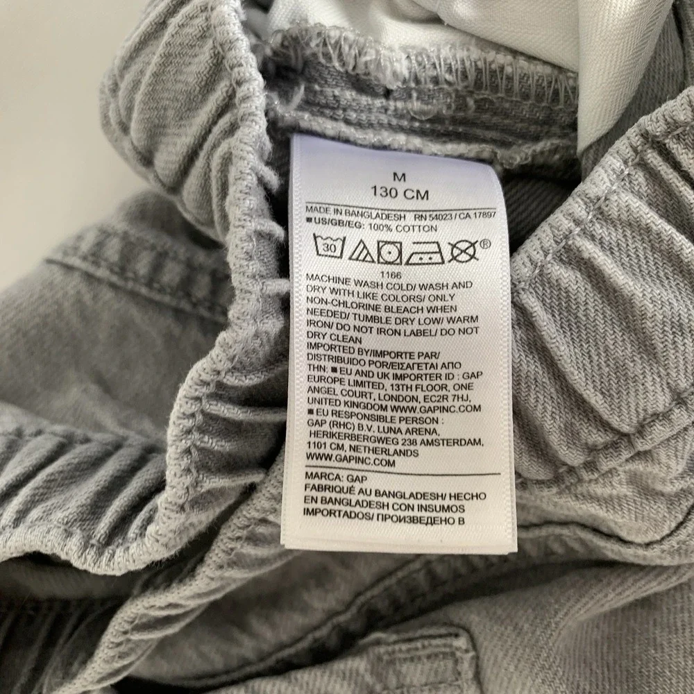 GAP Baggy Jeans Girl M Grey High Rise Wide Leg Adjustable Y2K-Style Casual Comfy